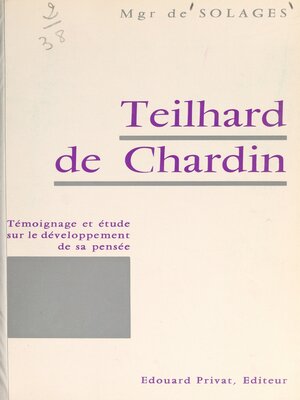 cover image of Teilhard de Chardin